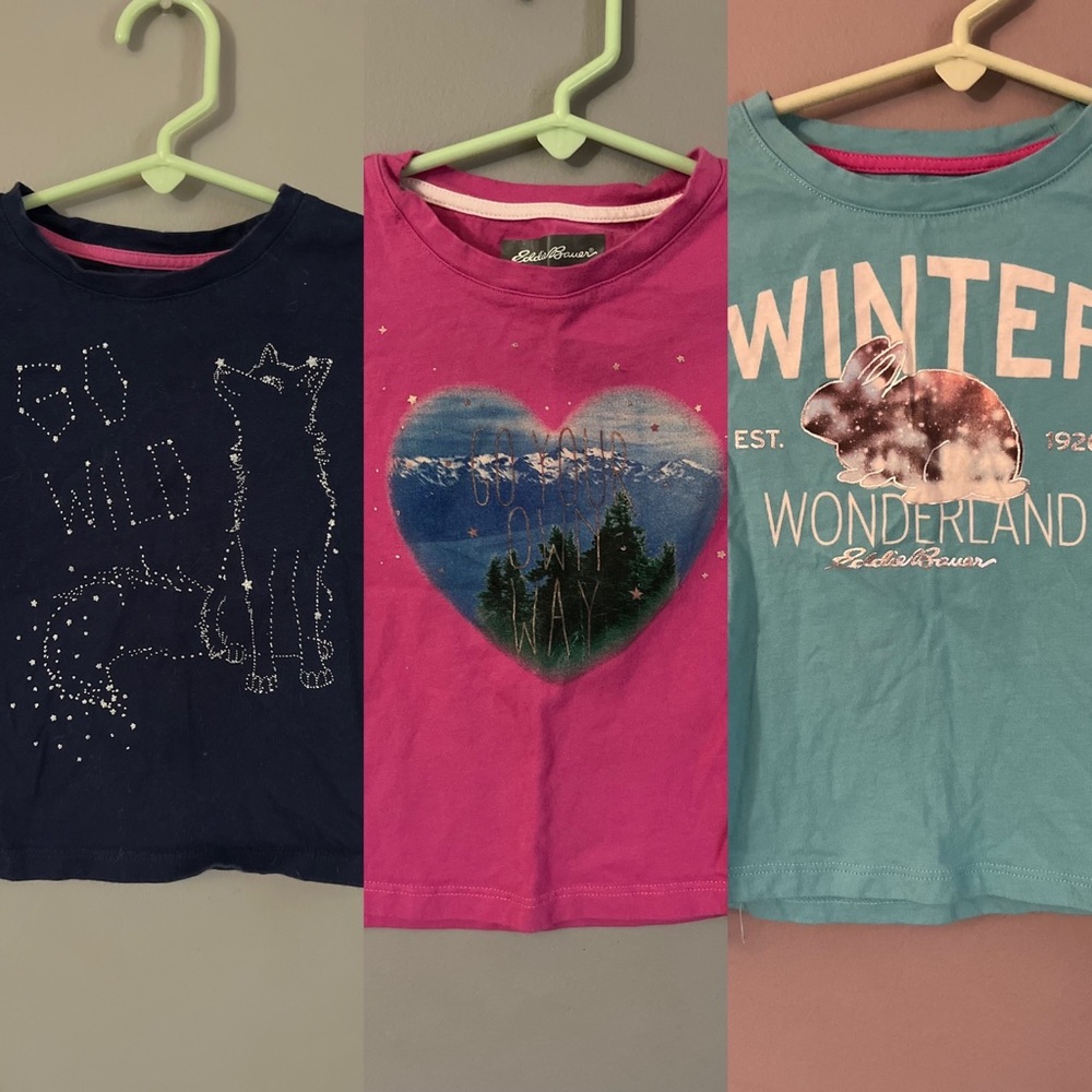 Bundle- Eddie Bauer Girls Graphic Long Sleeve Tees in XXS(4)